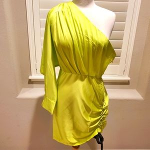 Lime green one shoulder dress